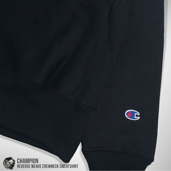 CHAMPION  REVERSE WEAVE CREWNECK C LOGO  SWEATSHIRT HEAVYWEIGHT BLACK UNISEX - Picture 9 of 15
